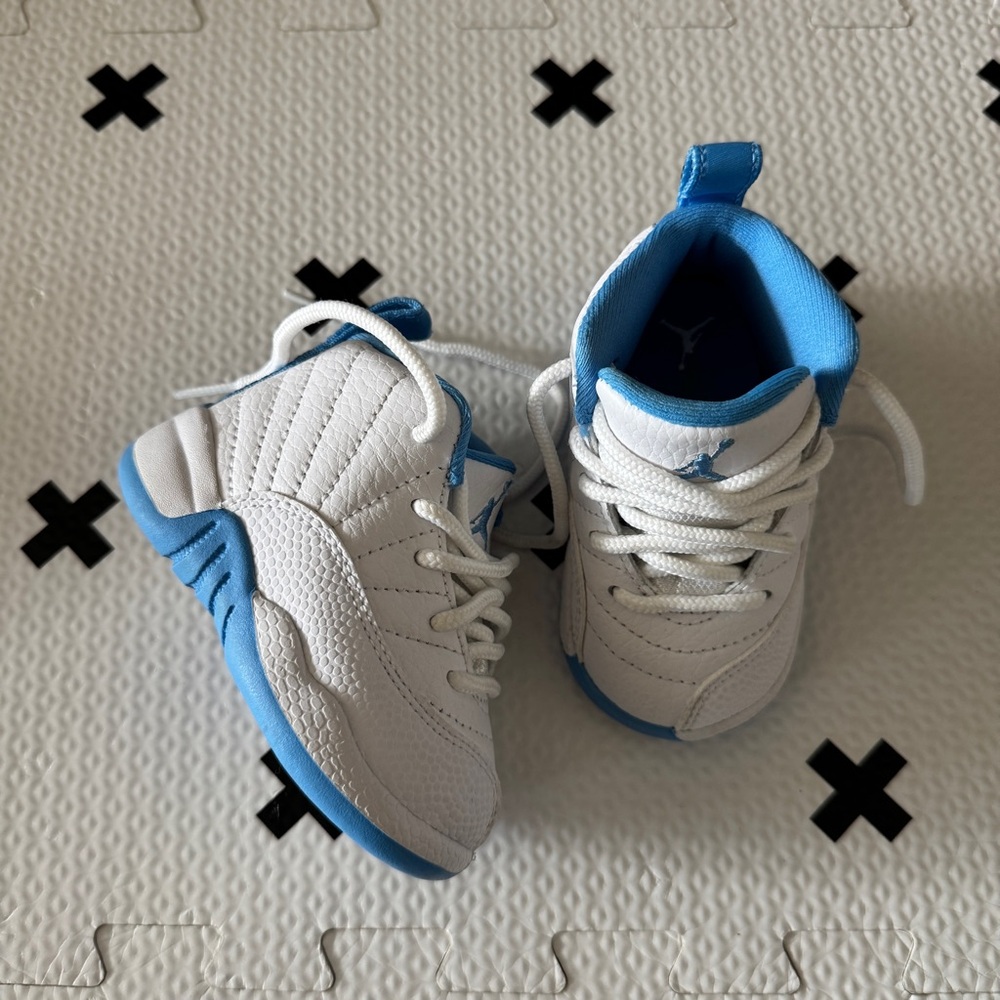 Jordan 12 Retro toddler White and Blue Sneakers size 4C
